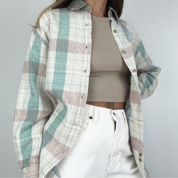 Vintage Plaid Button-Front Top | Size M - Picture 2 of 12